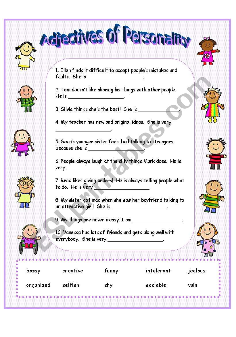 Adjectives of Personality worksheet