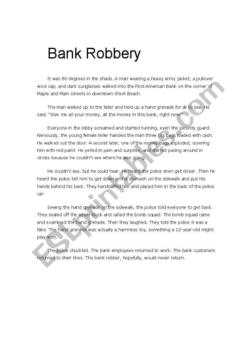 essay on a bank robbery