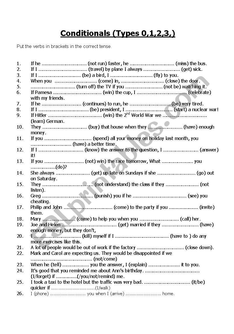 mixed Conditionals worksheet