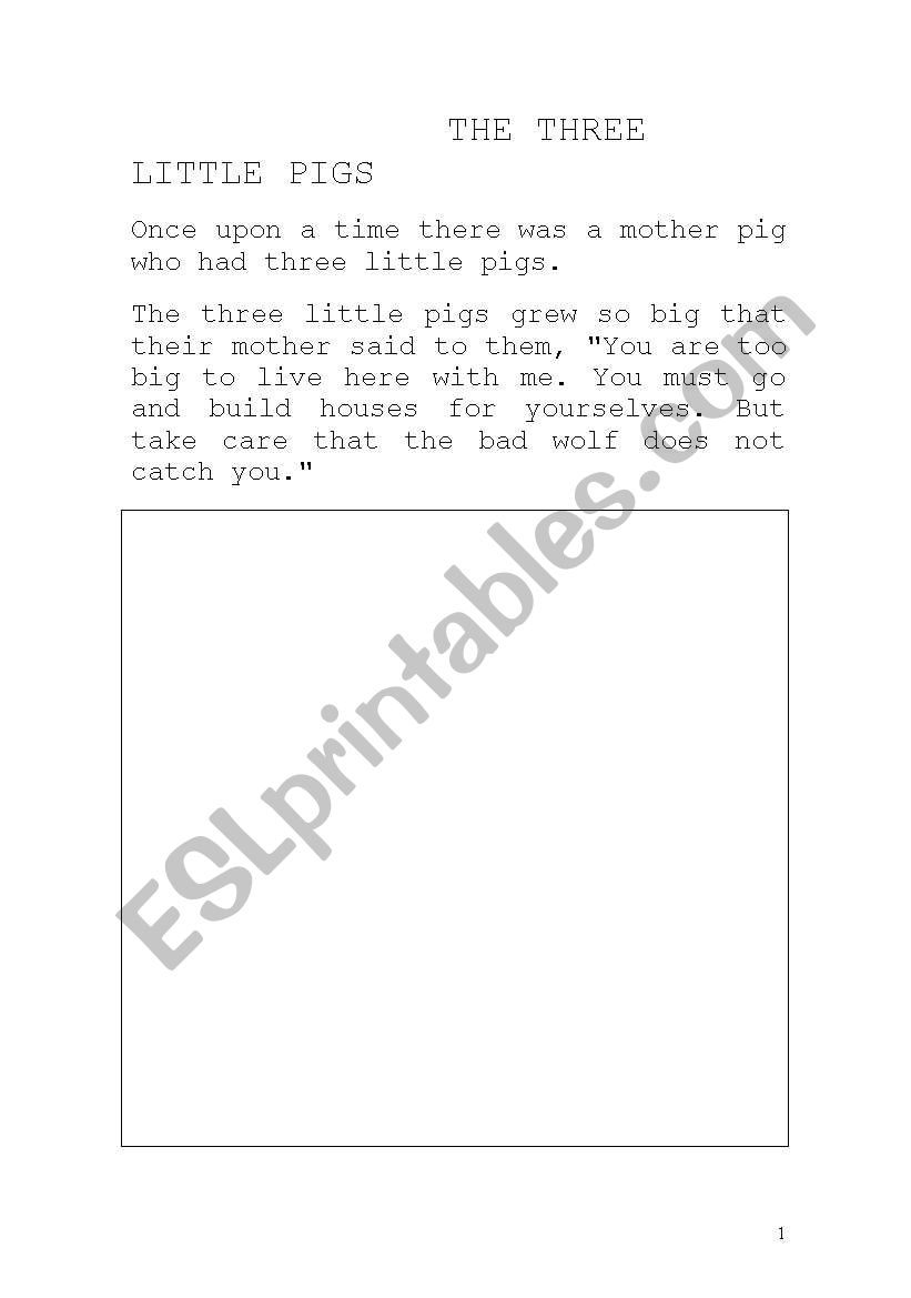 Three little pigs worksheet