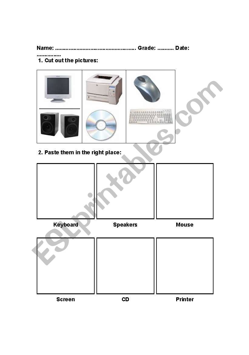 Computer Components worksheet