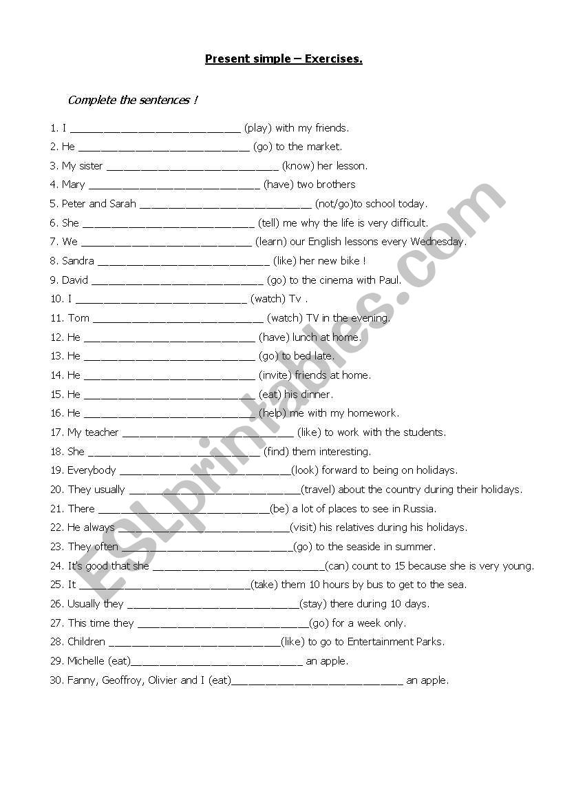 Present Simple worksheet