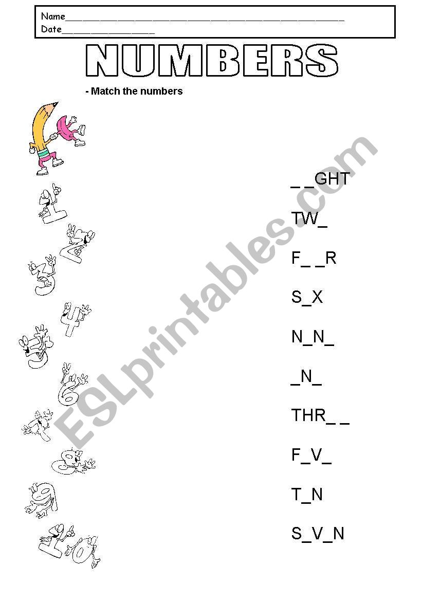 Numbers (1to 10) worksheet