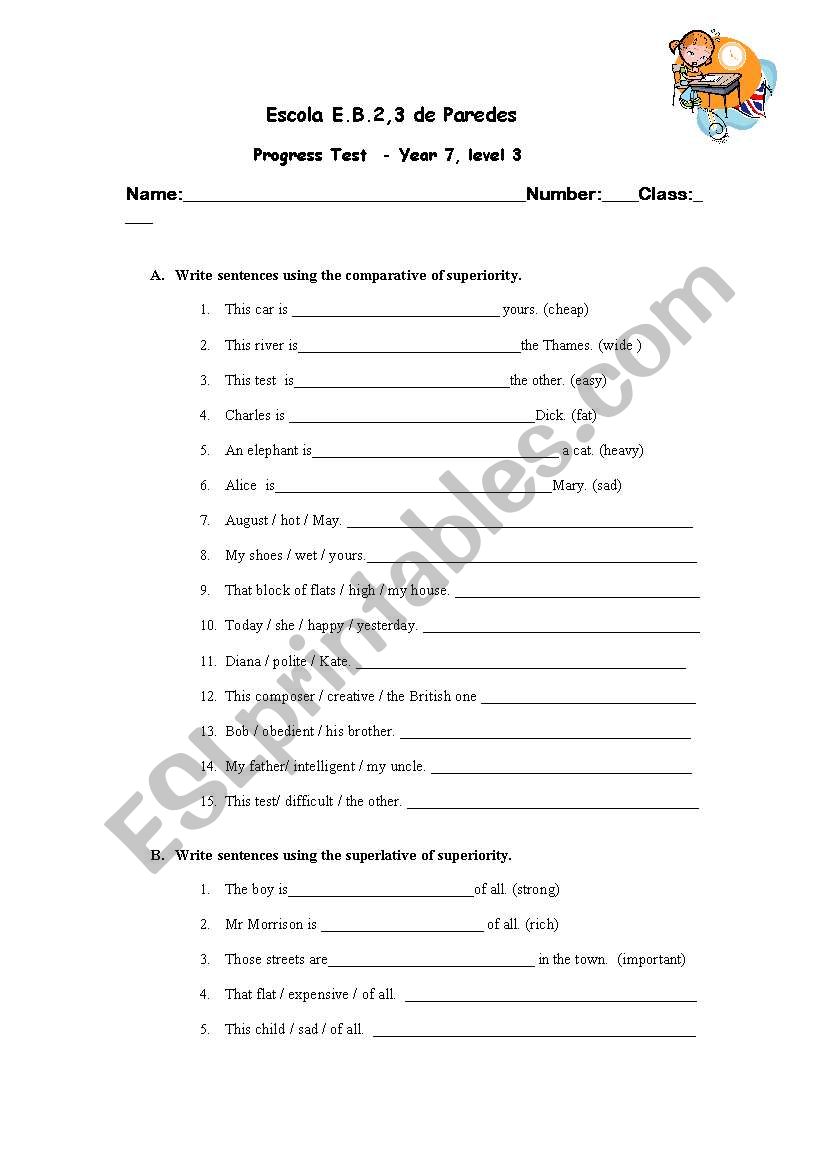 Comparatives Superlatives worksheet