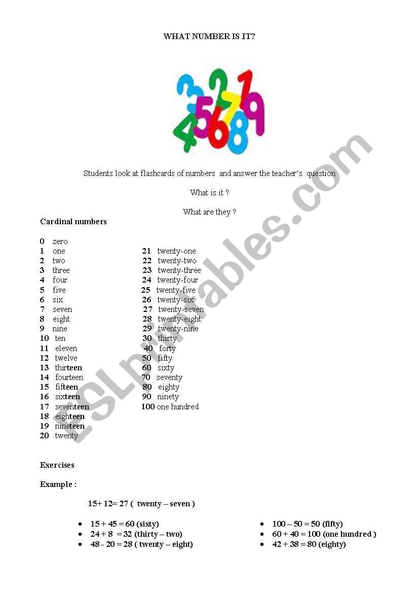 numbers, months and dates worksheet