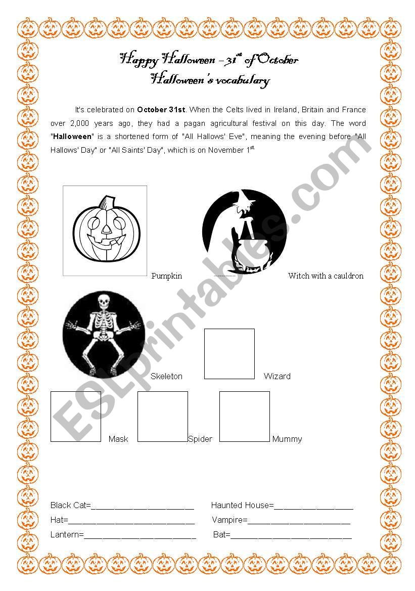 Hallloween worksheet