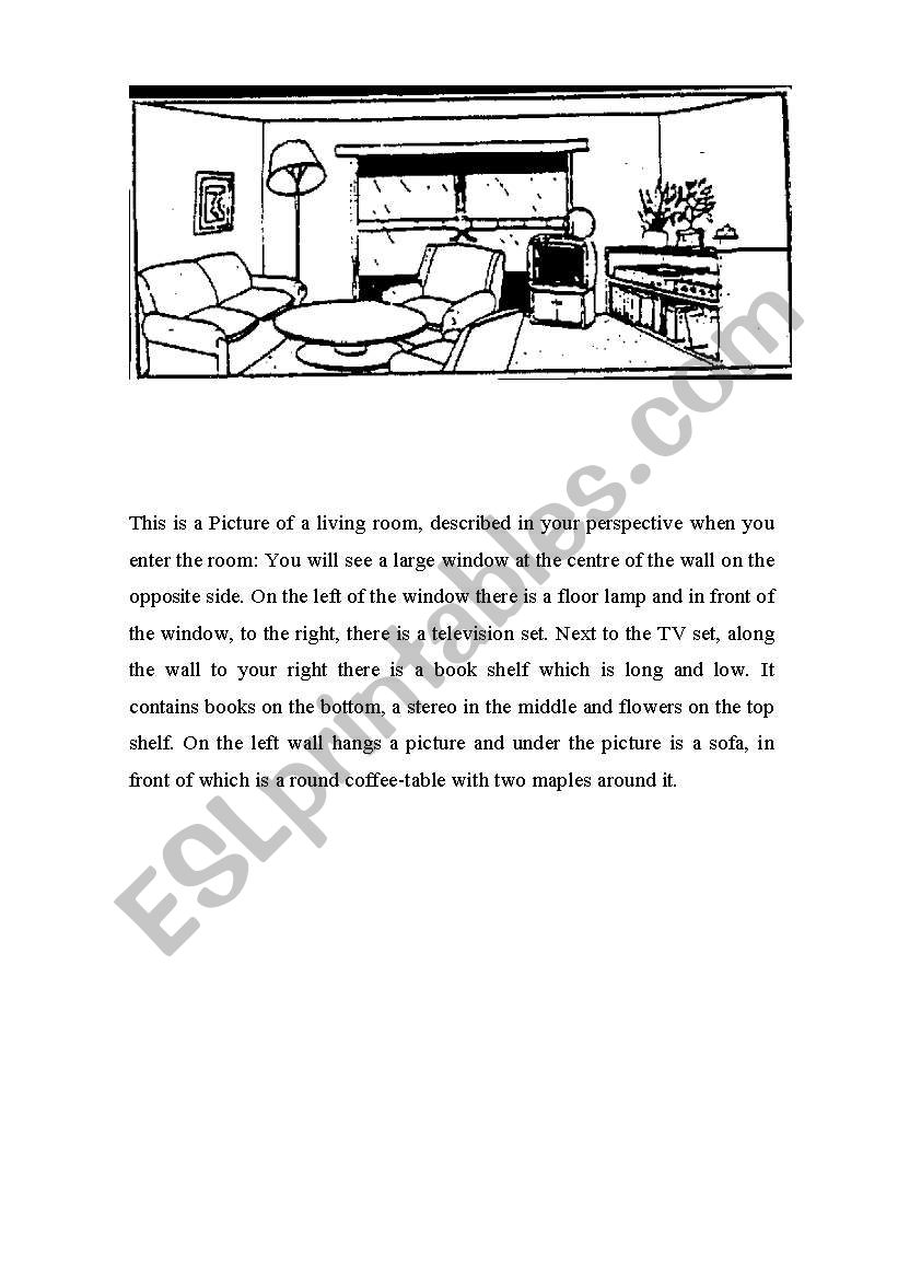 Picture Dictation of a Room worksheet