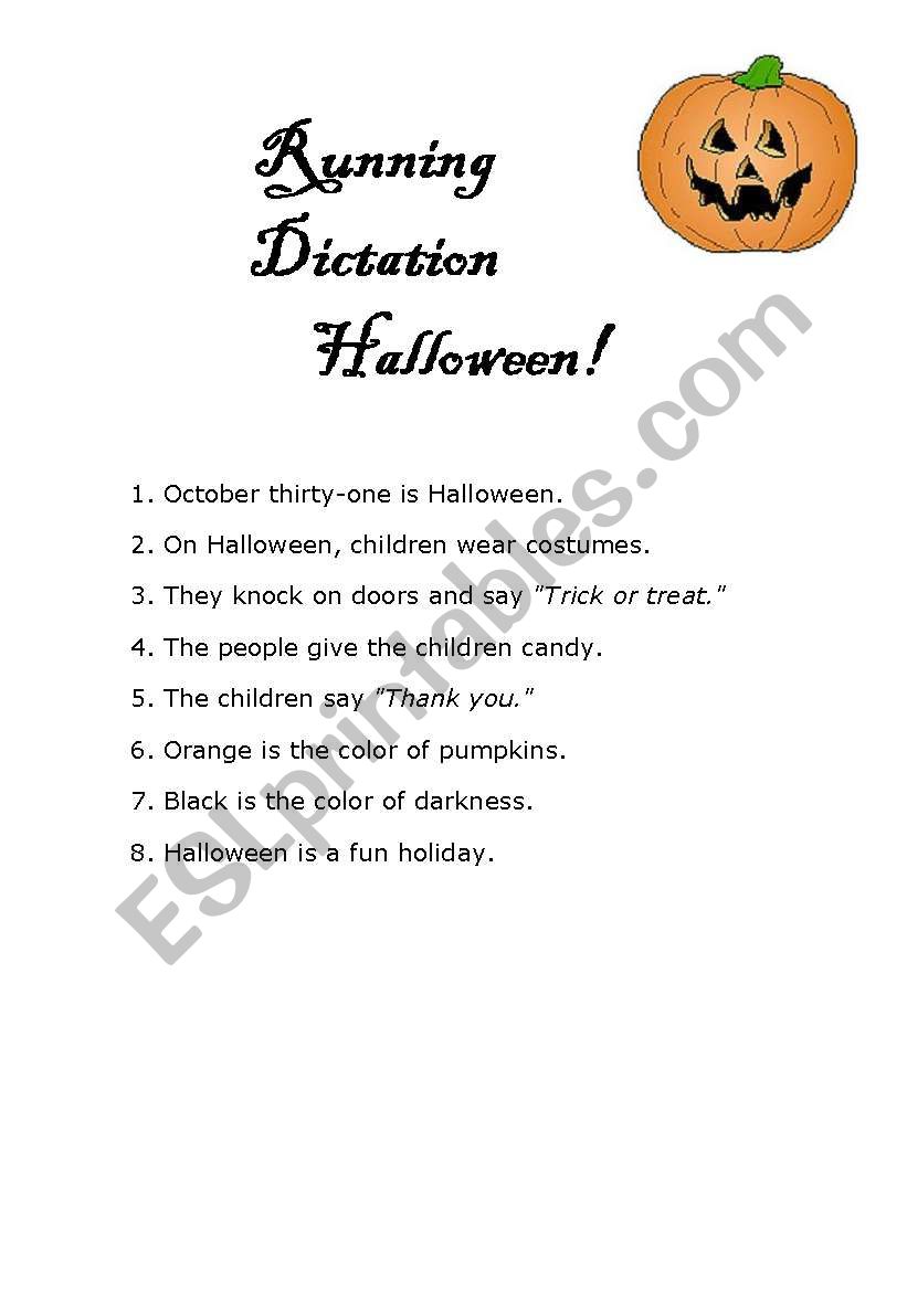 Running Dictation Halloween! worksheet