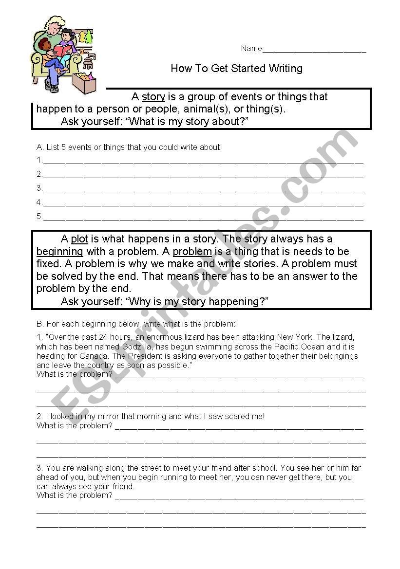 How to get started at Writing worksheet