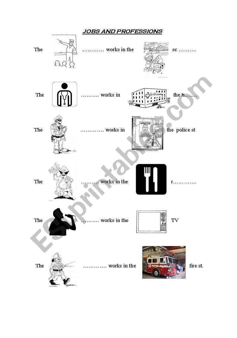 Professions worksheet