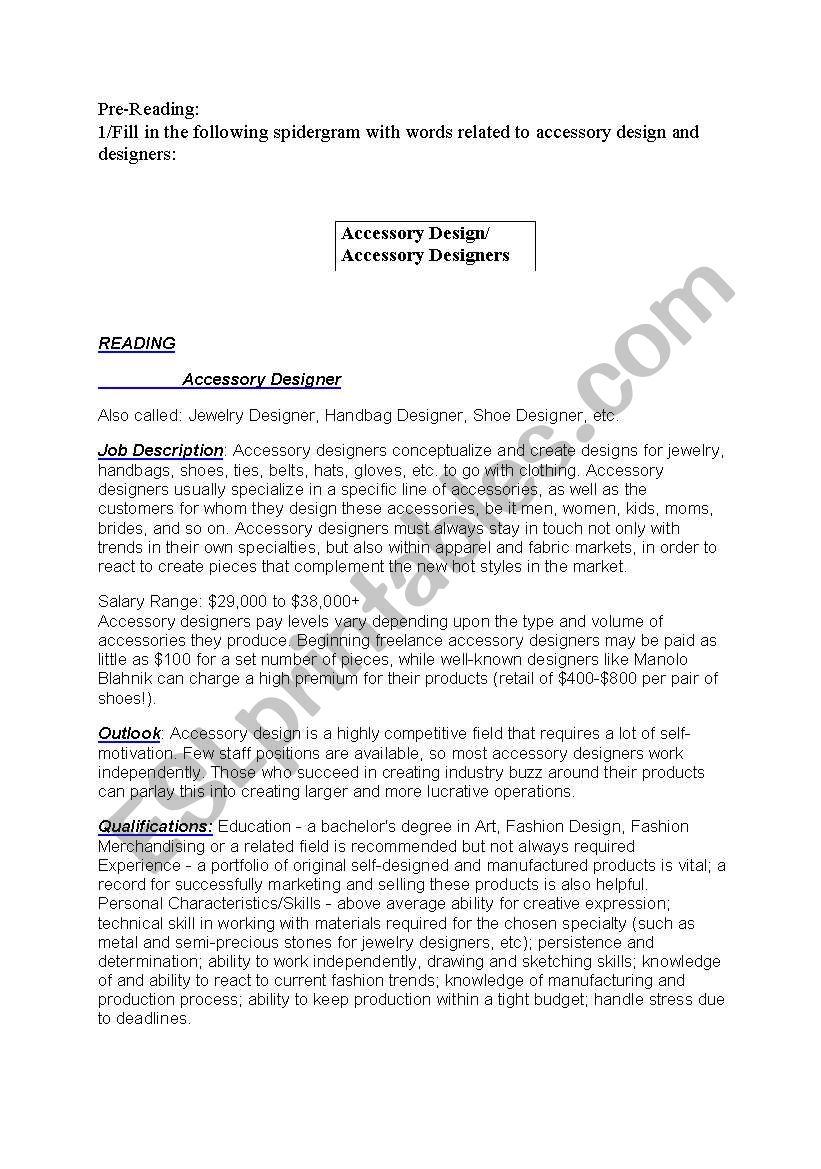 accesssory design worksheet