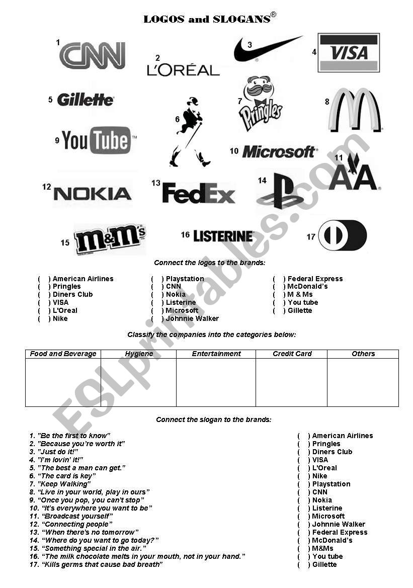 Logos and Slogans worksheet