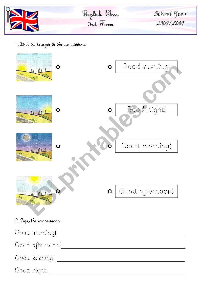 Parts of the day worksheet