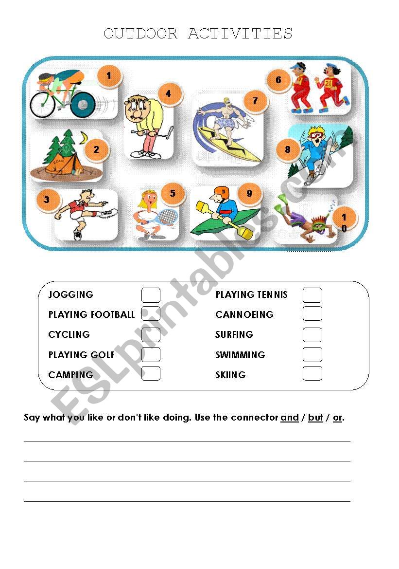 Outdoor Activities worksheet