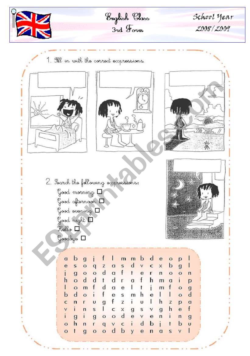 Parts of the day worksheet
