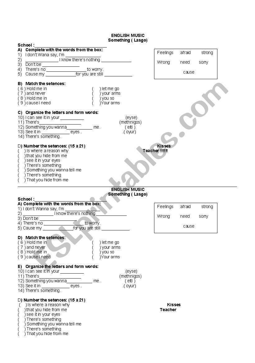 Music: Something ( LASGO) worksheet