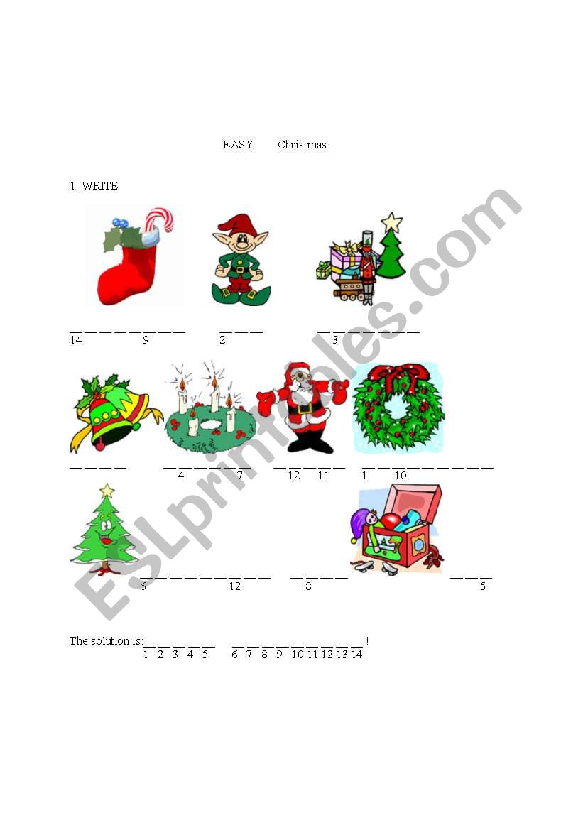 Easy Christmas worksheet