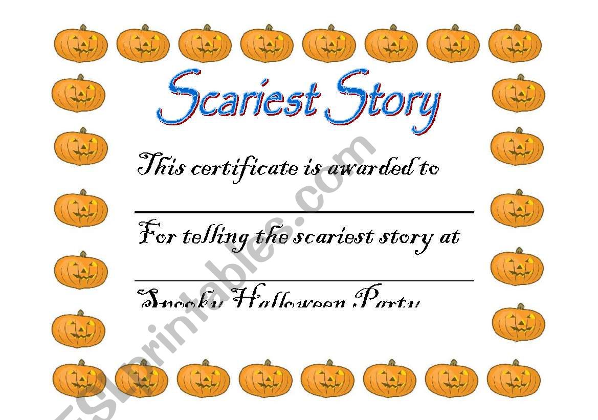 Halloween Award Certificate 1 worksheet