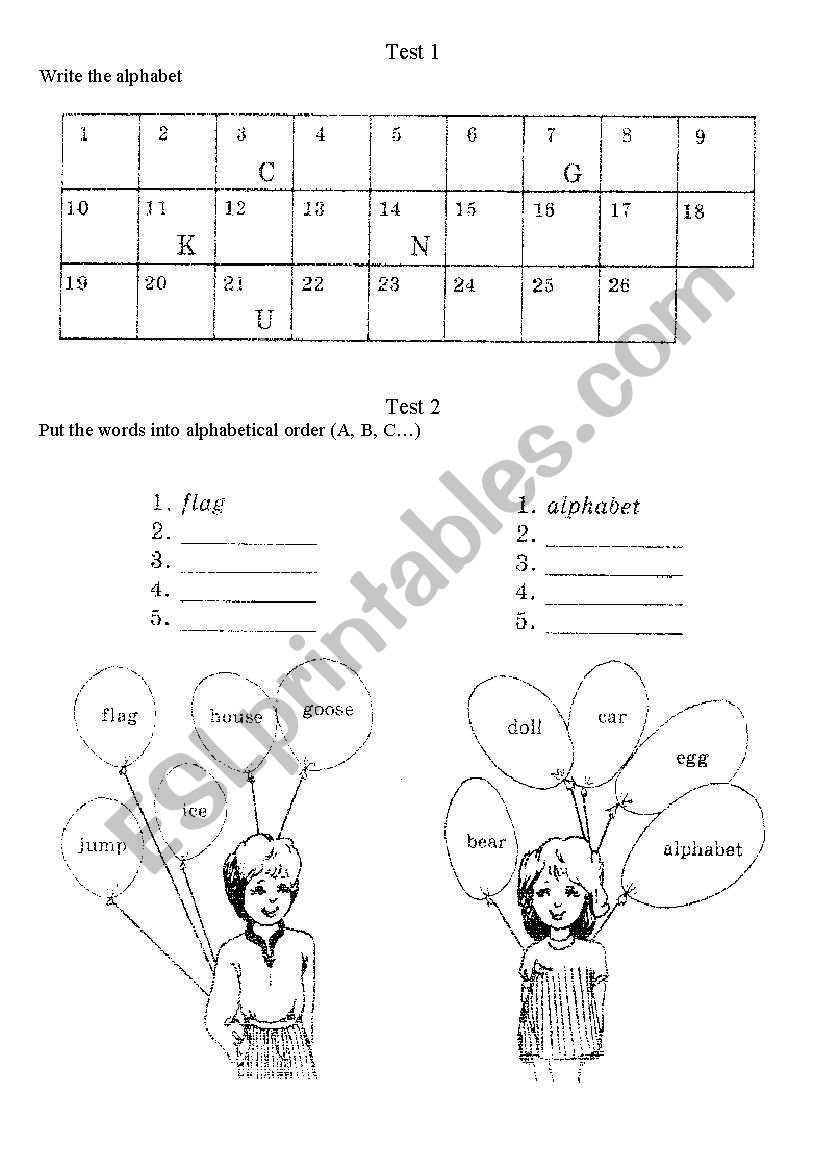 Alphabet worksheet