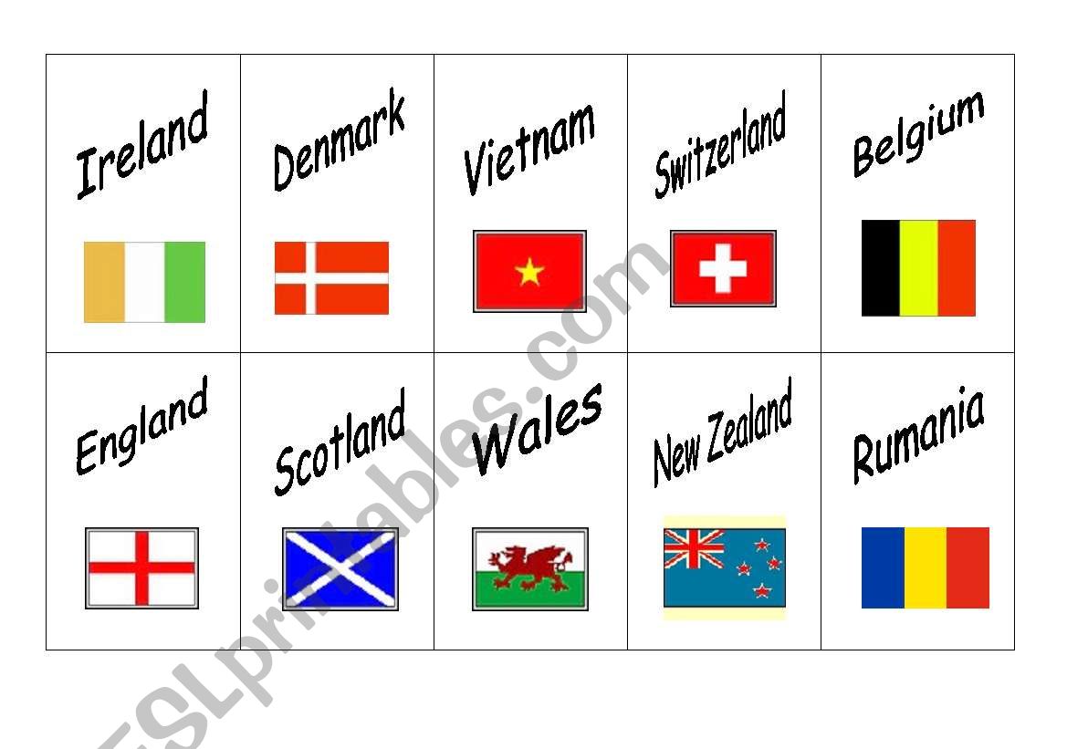 Countries and nationalities - Pairs game 2