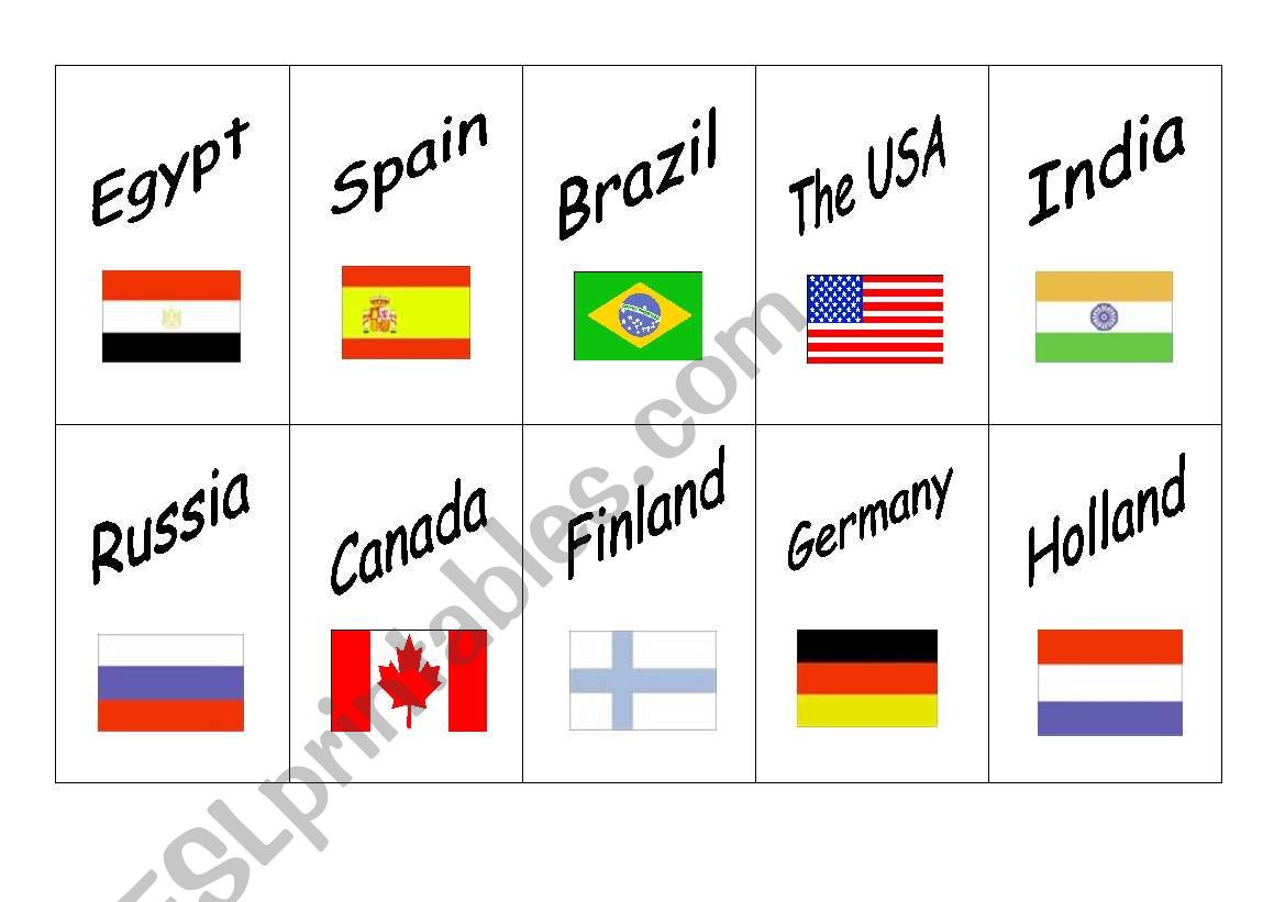 Countries and nationalities - Pairs game 3