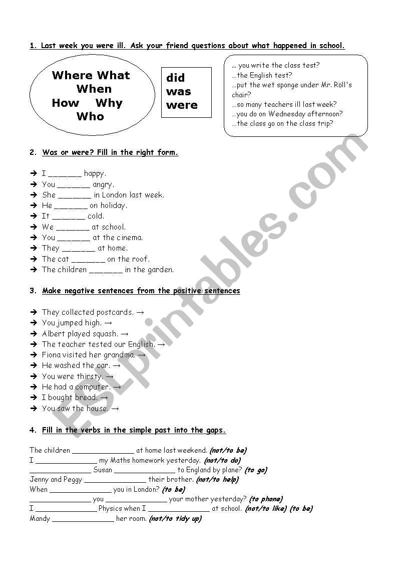 Simple past exercises worksheet