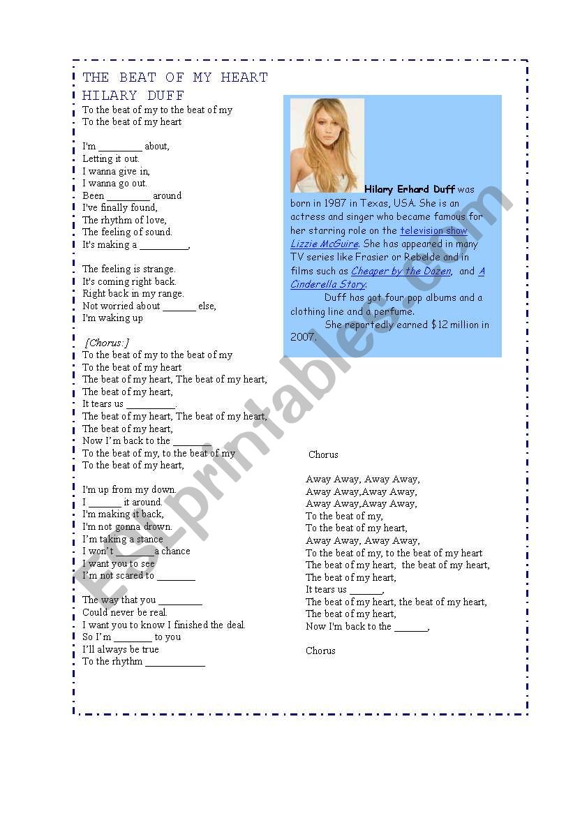 Hilary Duff´s Song The Beat Of My Heart