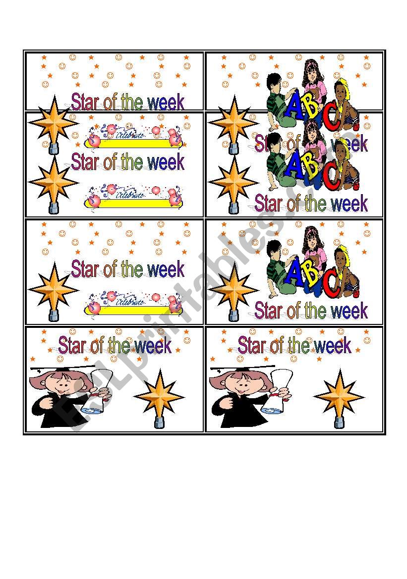 star of the week worksheet