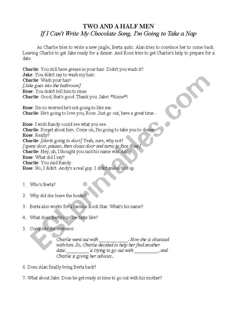 Two and a half men-Season 1-If I CanÂ´t Write My Chocolate Song, IÂ´m Going to Take a Nap 