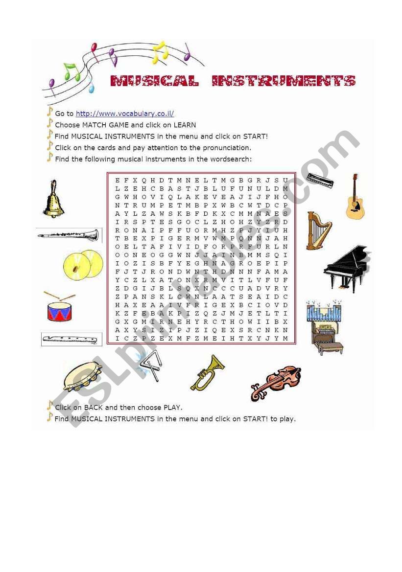 Musical Instruments 1/2 worksheet
