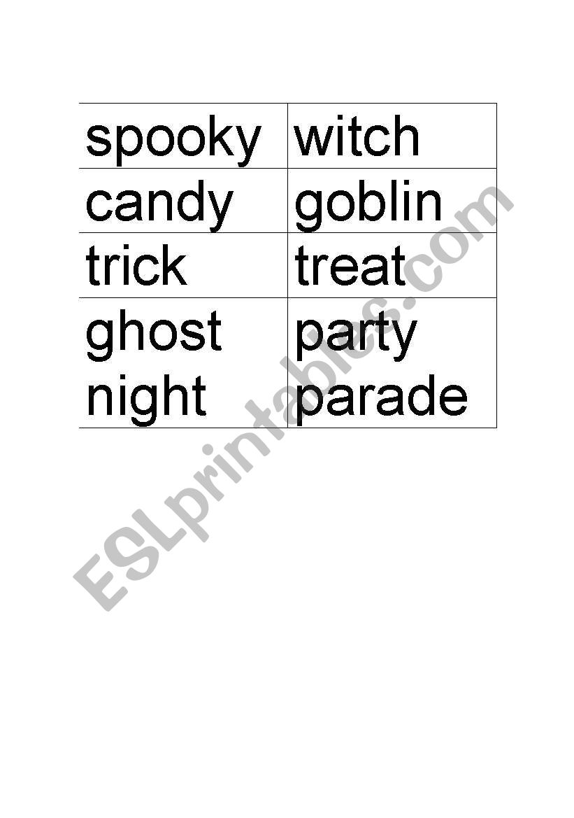 halloween flashcards worksheet