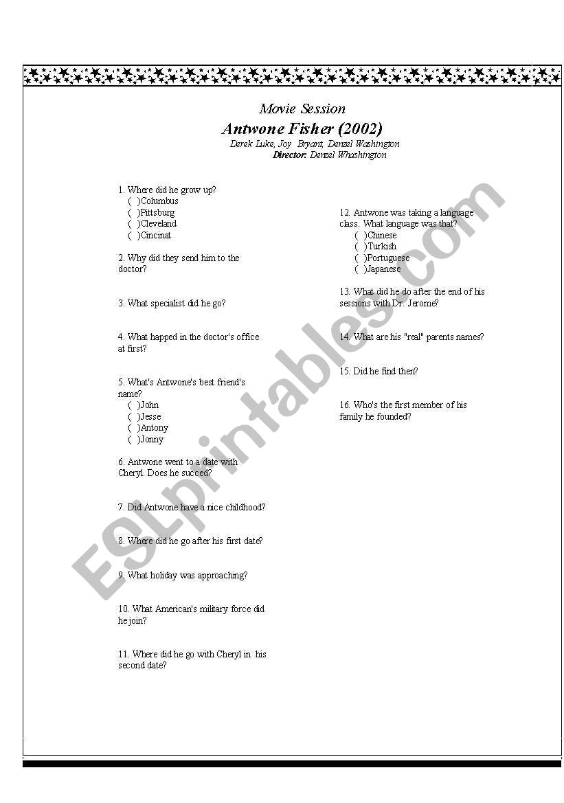 Antowie Fisher worksheet