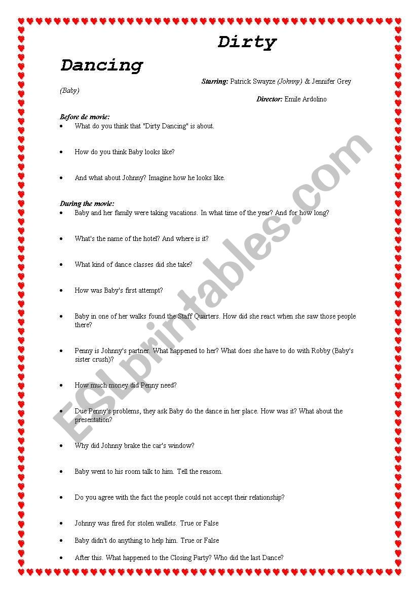 Dirty Dancing worksheet