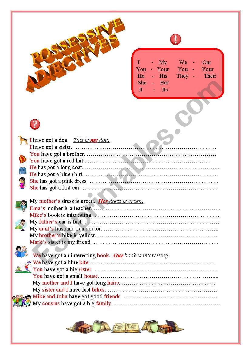 POSSESSIVE ADJECTIVES worksheet