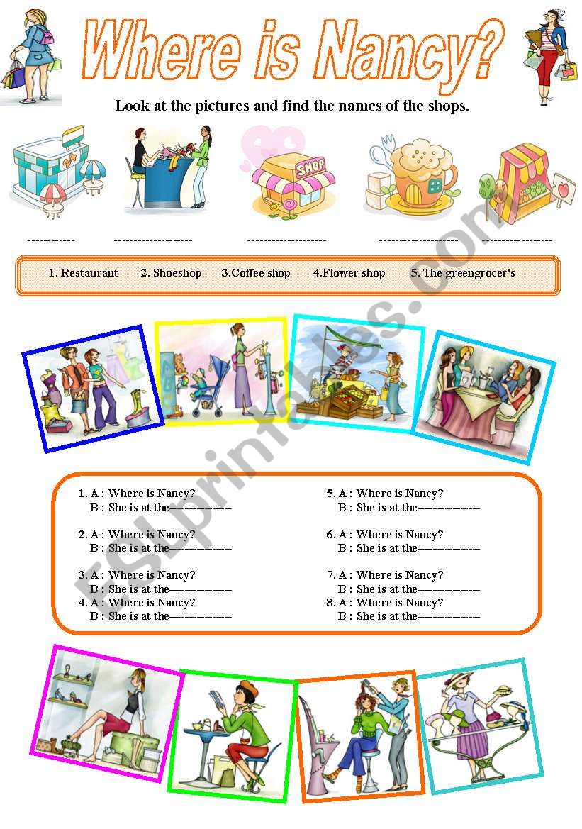 Shops  :Where is Nancy? worksheet