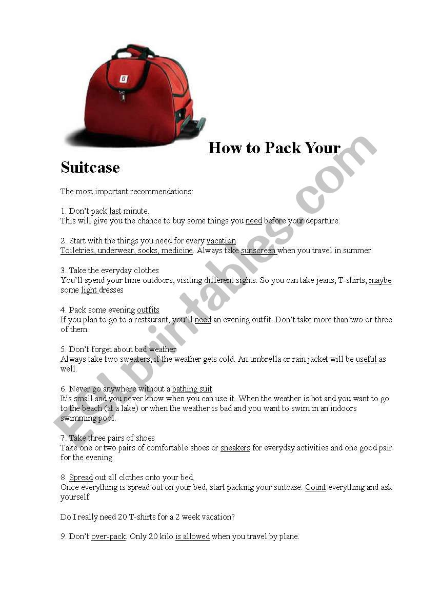 TIPS ON HOW TO PACK YOUR SUITCASE