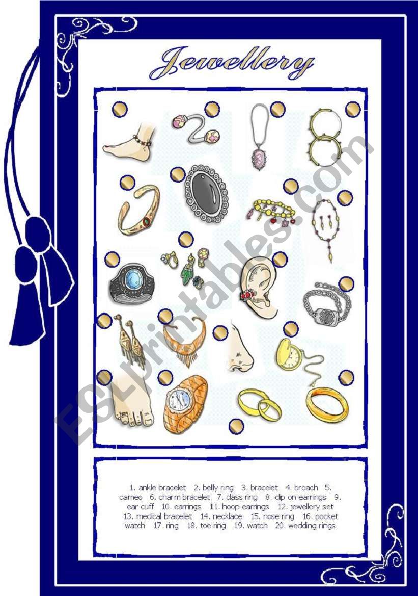 Jewellery worksheet
