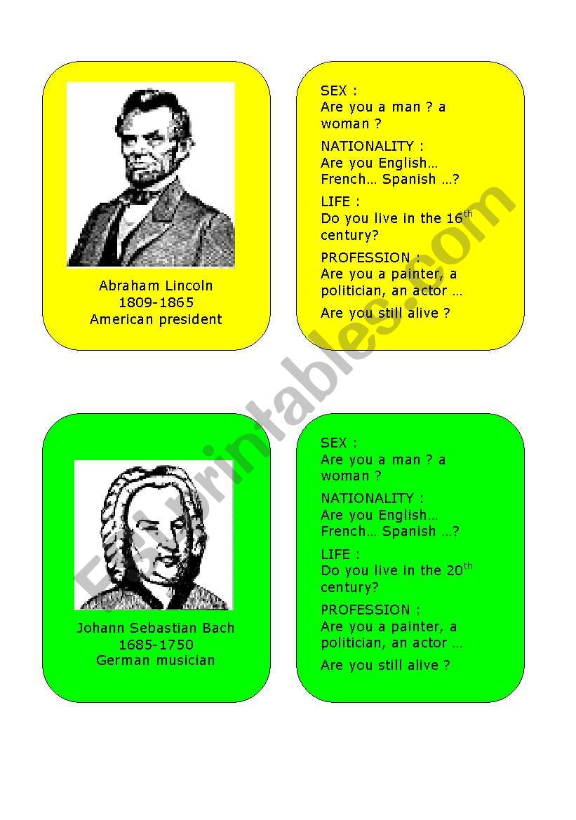 Famous people Activity-cards ( 1 )