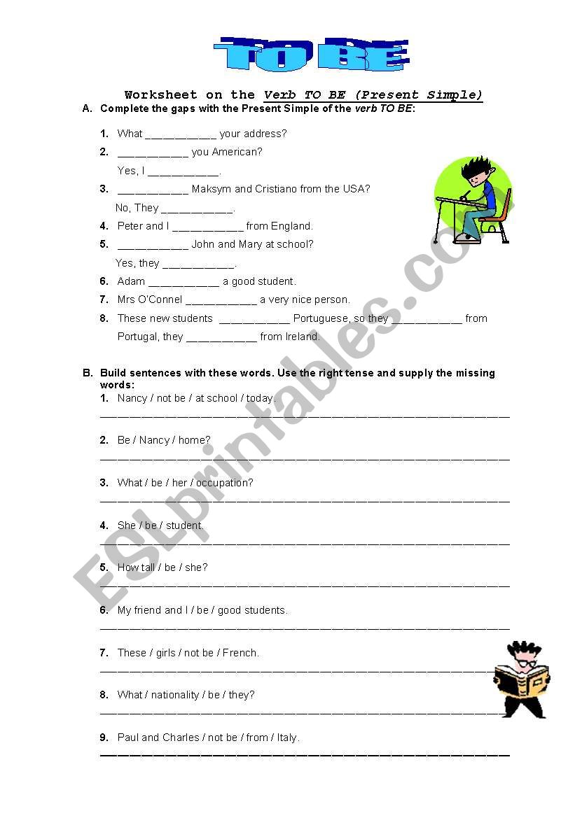 Verb  TO BE worksheet