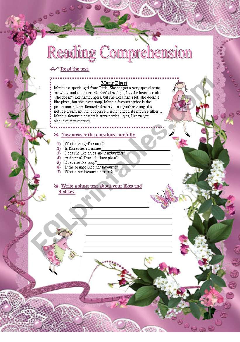 Reading Comprehension - likes and dislikes