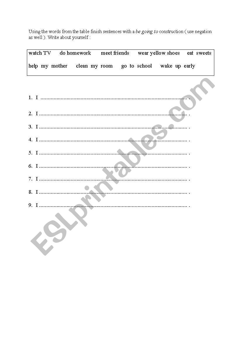 be going to worksheet