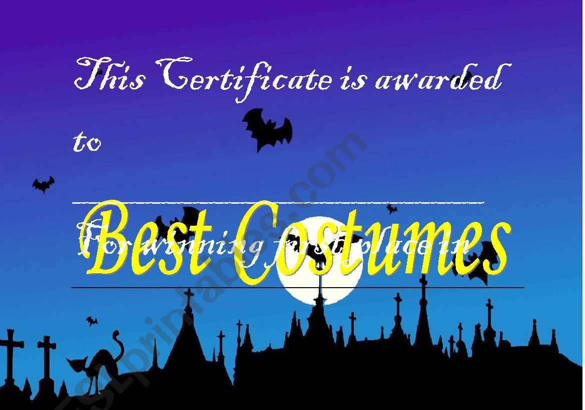 Halloween Award Certificate 2 worksheet