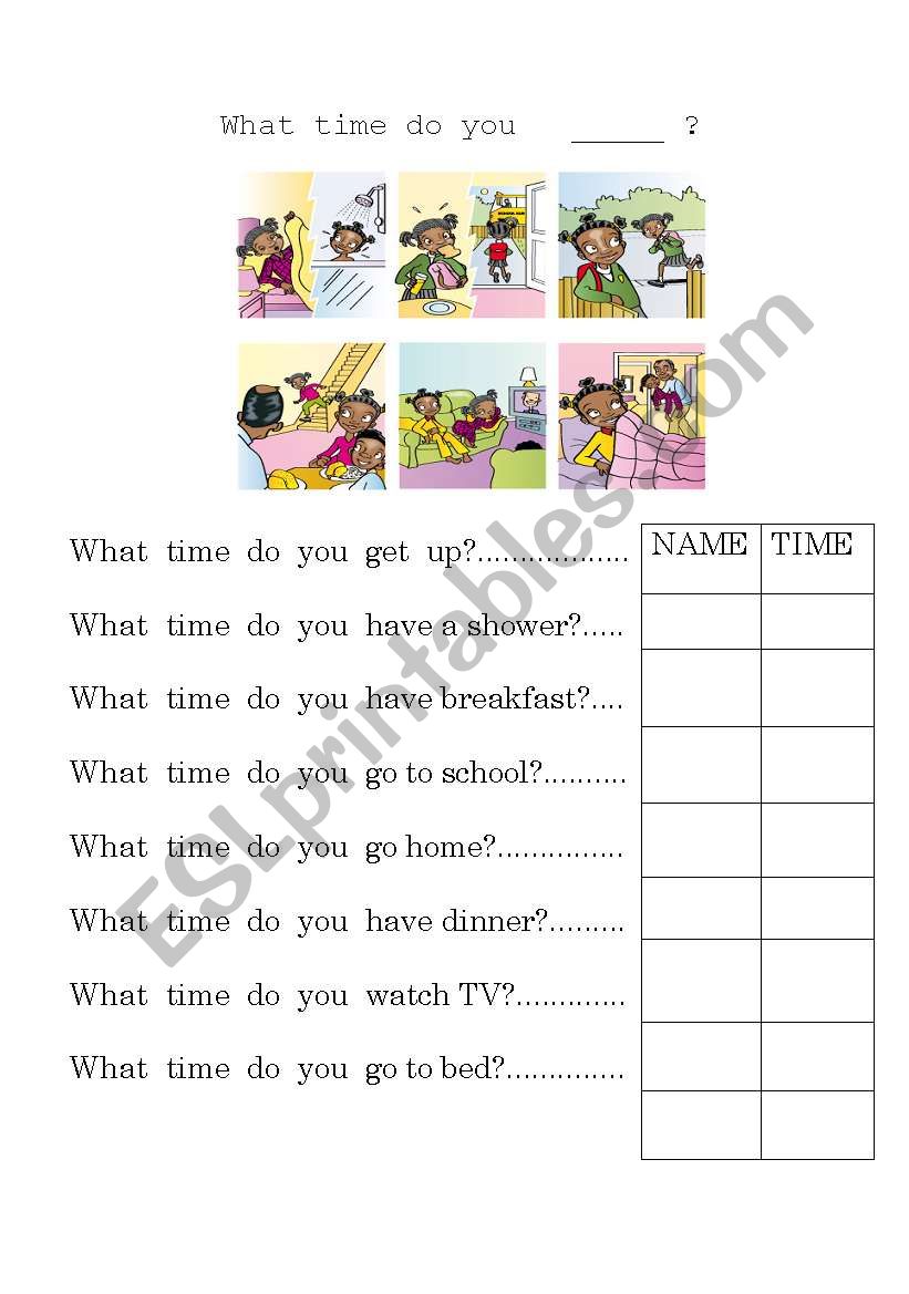 What time do you ....? worksheet