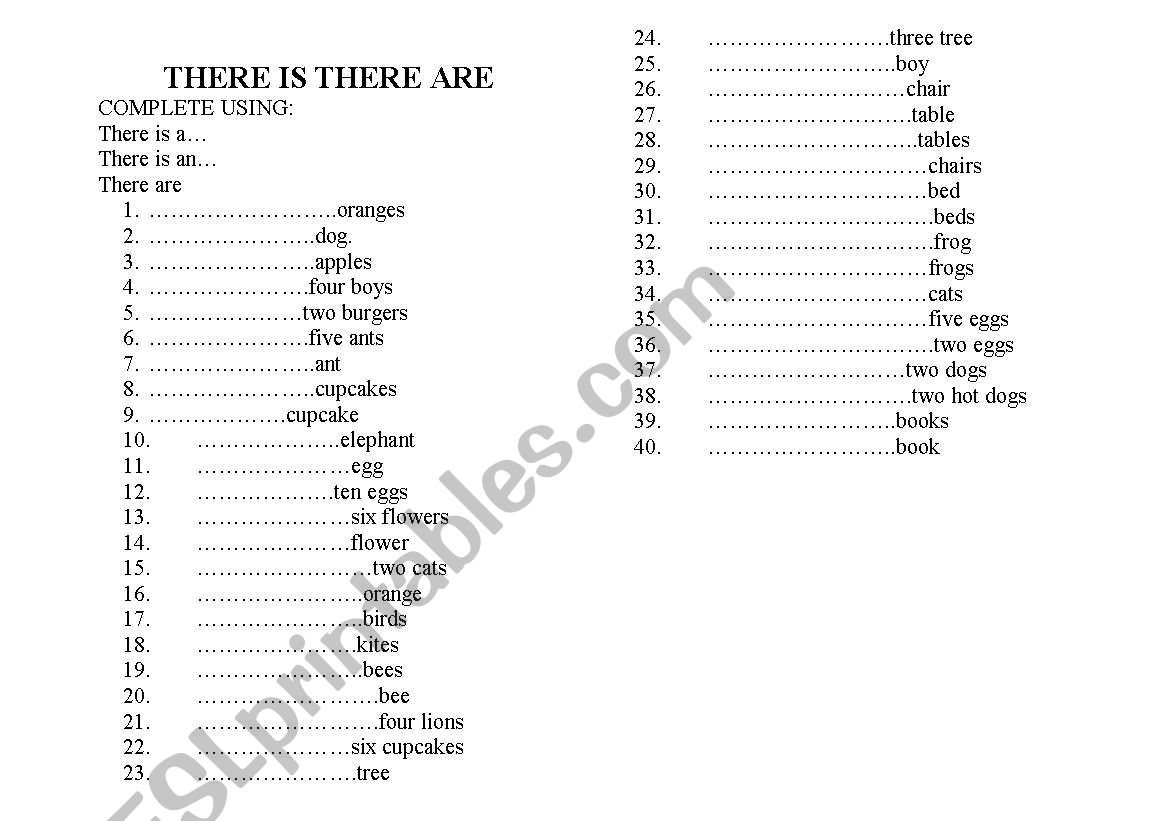 THERE IS THERE ARE worksheet