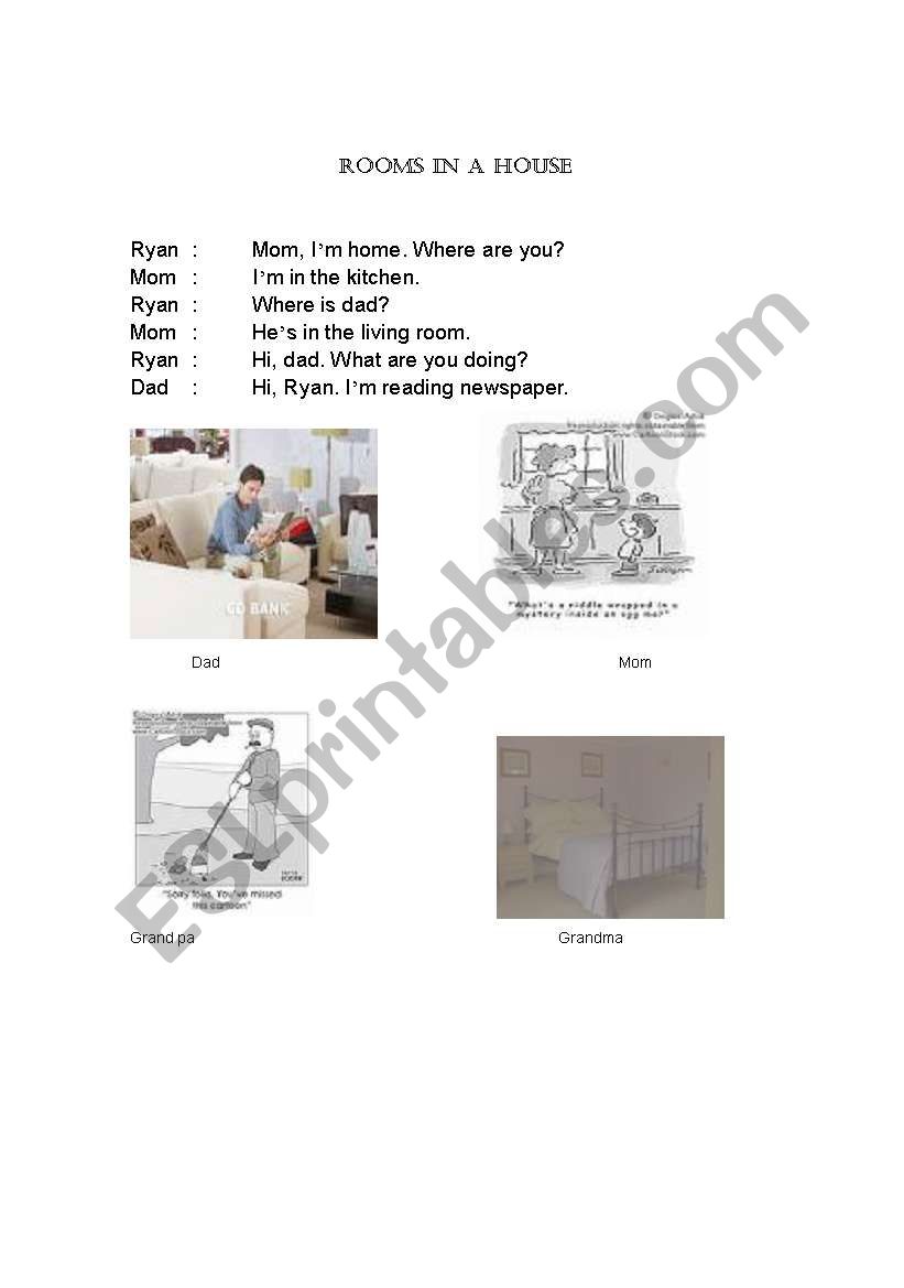 Rooms in a house worksheet