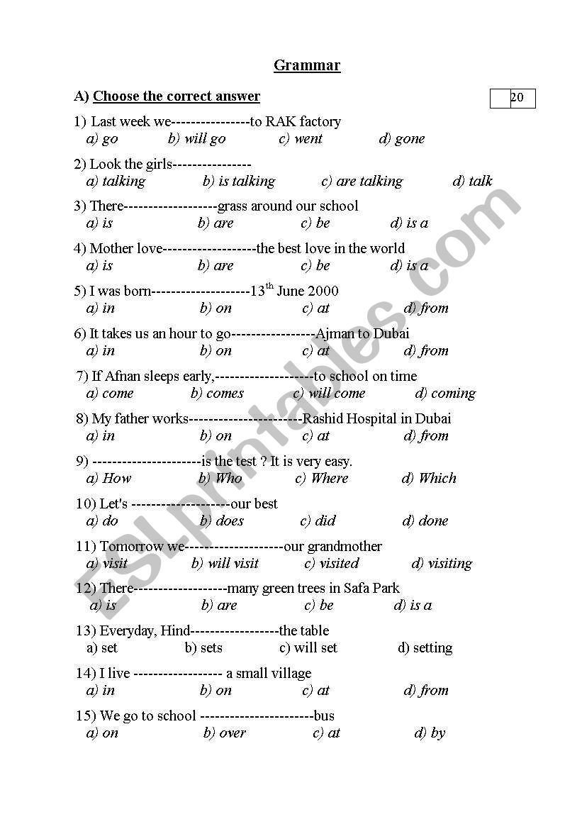 worksheet on tenses worksheet