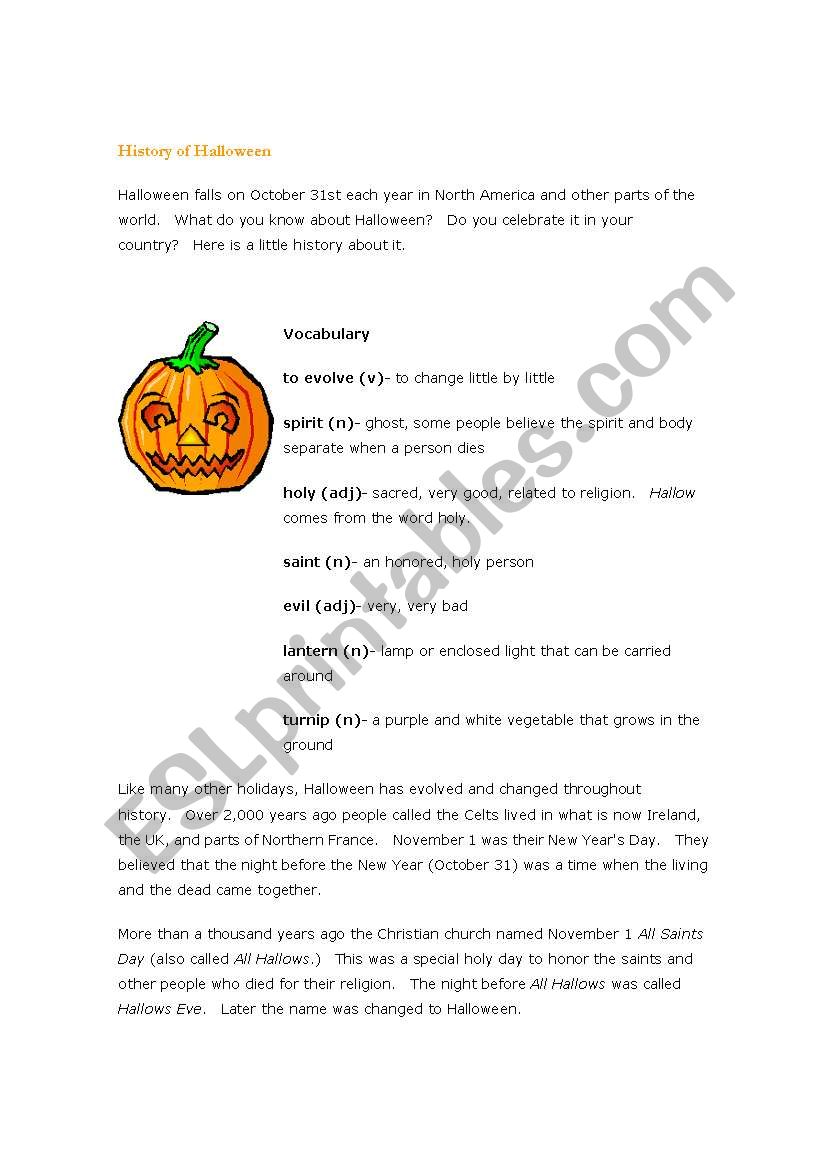 Halloween worksheet