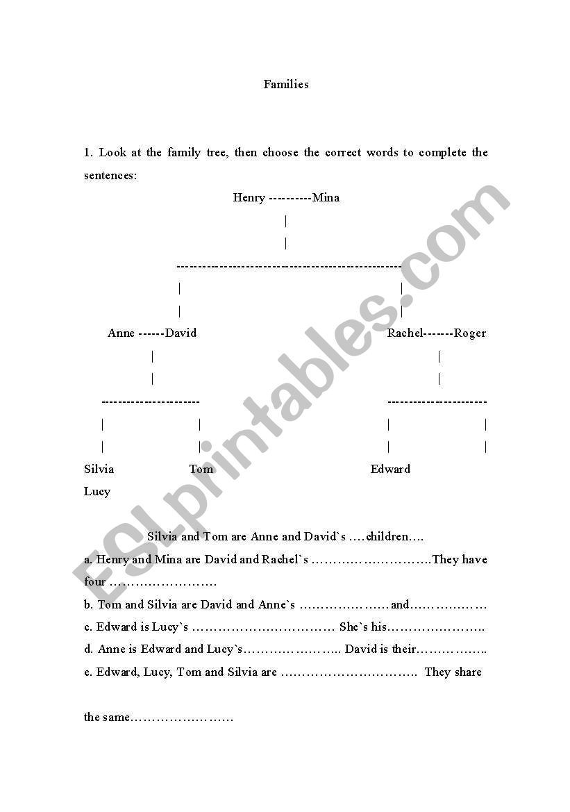 families worksheet
