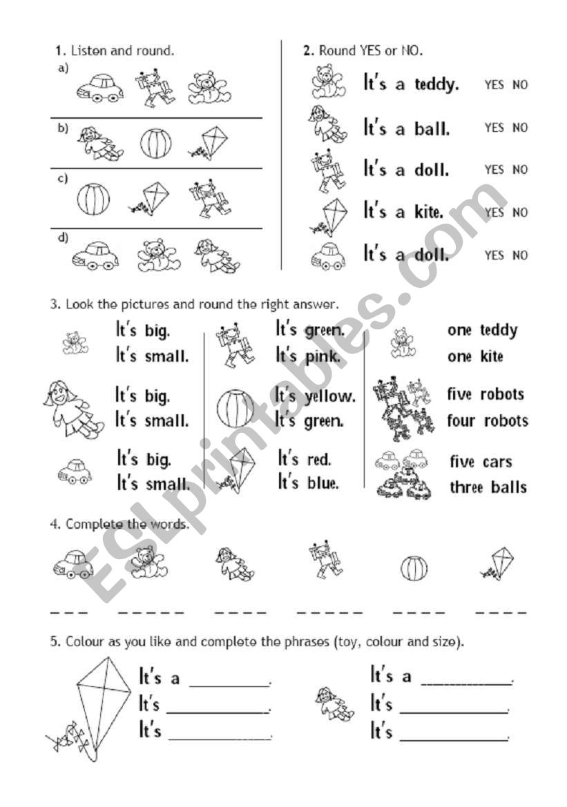 Toys worksheet