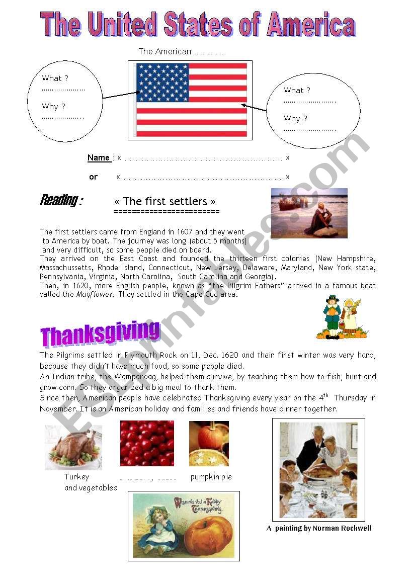 The USA worksheet